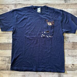 Vintage Y2k 2001 Looney Tunes Tasmanian Devil Taz Bowling Embroidered Tshirt | M